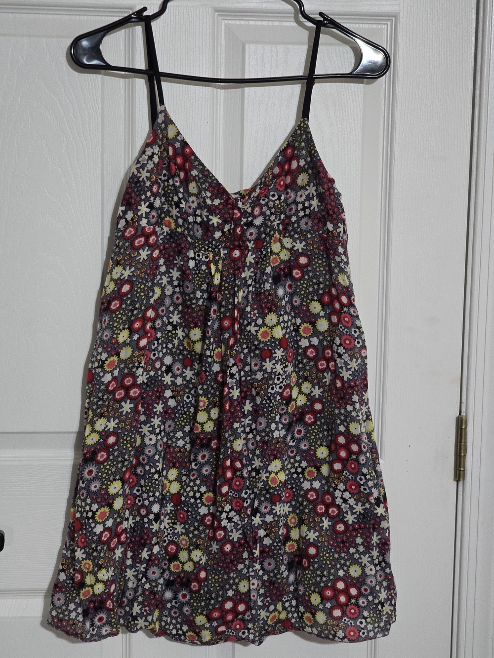 Energie Black Mini Dress with Red & Yellow Floral Print